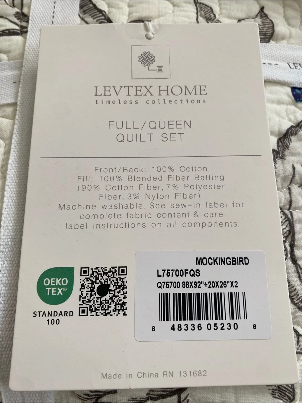 Mockingbird Toile Quilt and Pillow Sham Set - Levtex Home 88x92 in Full/Queen